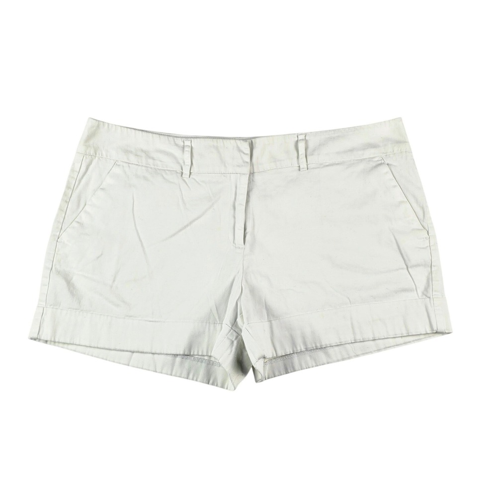 New York & Company Chino Shorts Women 16 White Cuffed Mid Rise Classic Summer